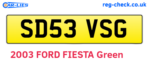SD53VSG are the vehicle registration plates.
