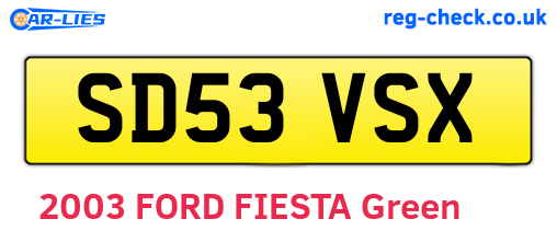 SD53VSX are the vehicle registration plates.