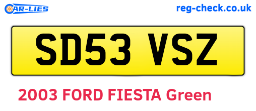 SD53VSZ are the vehicle registration plates.