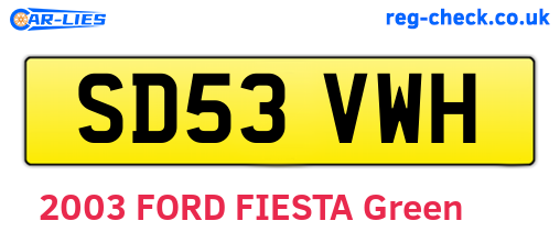SD53VWH are the vehicle registration plates.