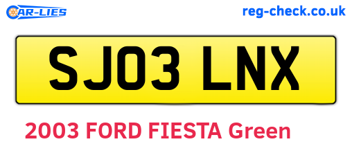 SJ03LNX are the vehicle registration plates.