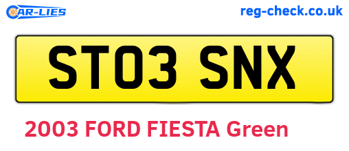 ST03SNX are the vehicle registration plates.