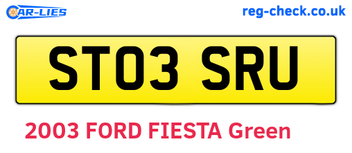 ST03SRU are the vehicle registration plates.