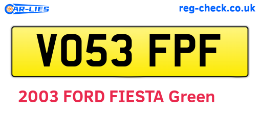 VO53FPF are the vehicle registration plates.