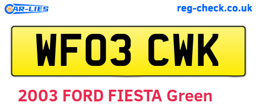 WF03CWK are the vehicle registration plates.