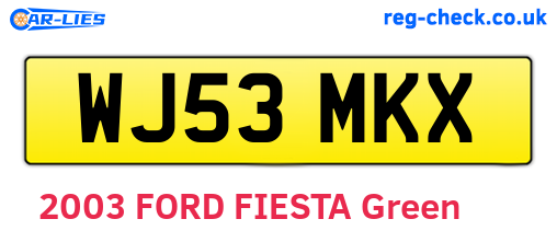 WJ53MKX are the vehicle registration plates.