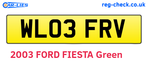 WL03FRV are the vehicle registration plates.