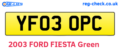 YF03OPC are the vehicle registration plates.