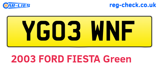 YG03WNF are the vehicle registration plates.