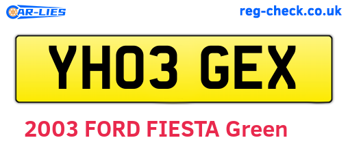 YH03GEX are the vehicle registration plates.