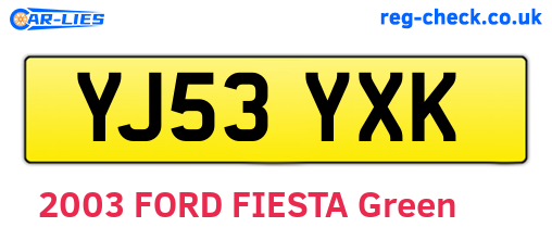 YJ53YXK are the vehicle registration plates.