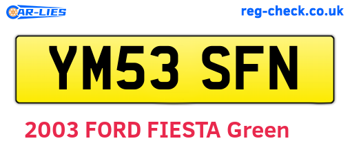 YM53SFN are the vehicle registration plates.