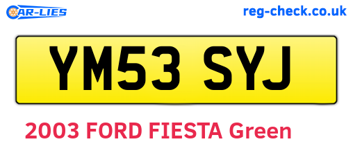 YM53SYJ are the vehicle registration plates.