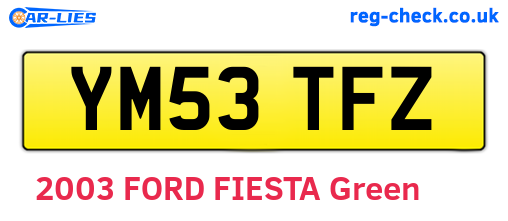 YM53TFZ are the vehicle registration plates.