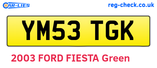 YM53TGK are the vehicle registration plates.