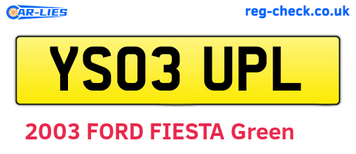 YS03UPL are the vehicle registration plates.