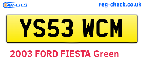 YS53WCM are the vehicle registration plates.