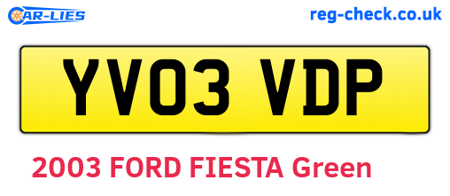 YV03VDP are the vehicle registration plates.
