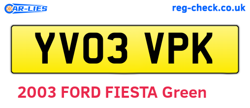 YV03VPK are the vehicle registration plates.