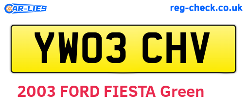 YW03CHV are the vehicle registration plates.