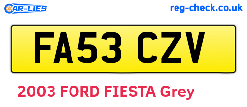 FA53CZV are the vehicle registration plates.