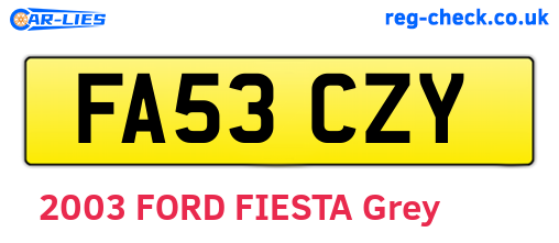 FA53CZY are the vehicle registration plates.