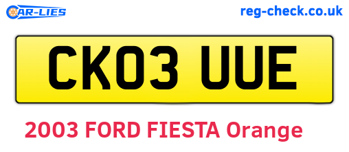 CK03UUE are the vehicle registration plates.