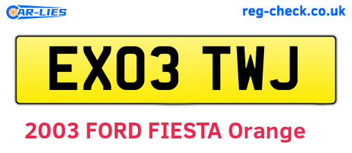 EX03TWJ are the vehicle registration plates.