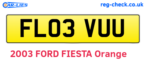FL03VUU are the vehicle registration plates.
