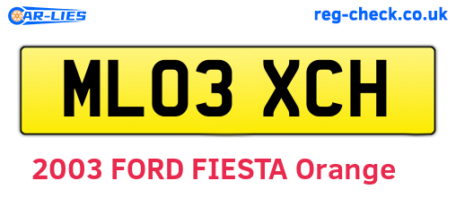 ML03XCH are the vehicle registration plates.
