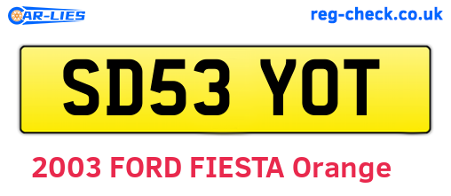 SD53YOT are the vehicle registration plates.