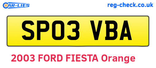 SP03VBA are the vehicle registration plates.