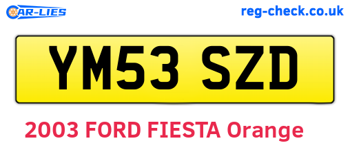 YM53SZD are the vehicle registration plates.