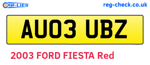 AU03UBZ are the vehicle registration plates.