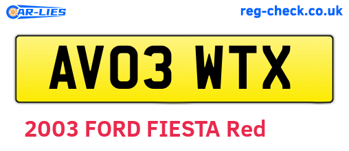 AV03WTX are the vehicle registration plates.