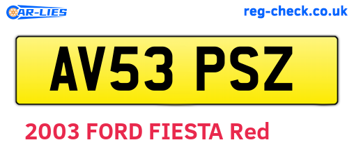 AV53PSZ are the vehicle registration plates.