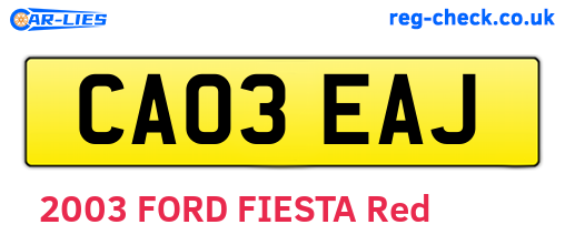 CA03EAJ are the vehicle registration plates.