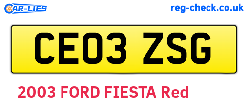 CE03ZSG are the vehicle registration plates.