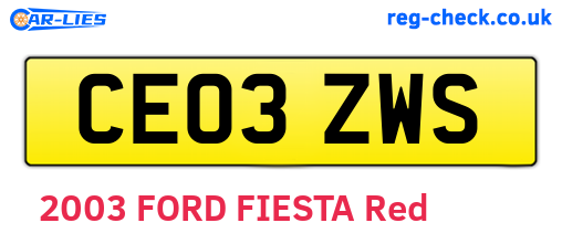 CE03ZWS are the vehicle registration plates.