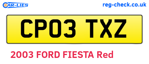 CP03TXZ are the vehicle registration plates.
