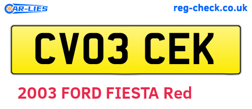 CV03CEK are the vehicle registration plates.