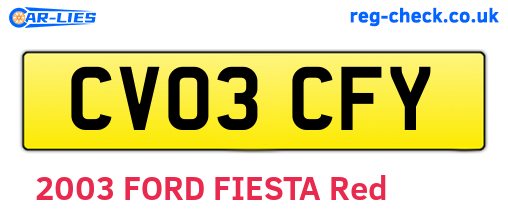 CV03CFY are the vehicle registration plates.