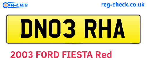 DN03RHA are the vehicle registration plates.