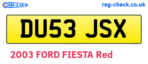 DU53JSX are the vehicle registration plates.