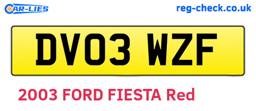 DV03WZF are the vehicle registration plates.
