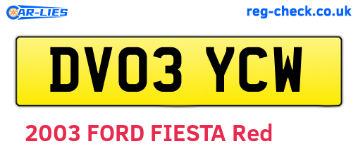 DV03YCW are the vehicle registration plates.