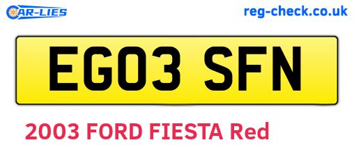 EG03SFN are the vehicle registration plates.