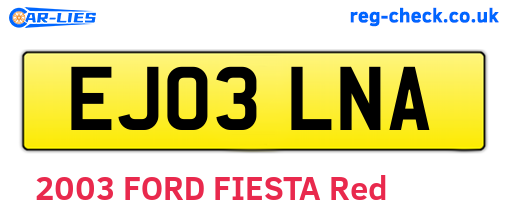 EJ03LNA are the vehicle registration plates.
