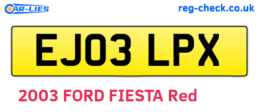 EJ03LPX are the vehicle registration plates.