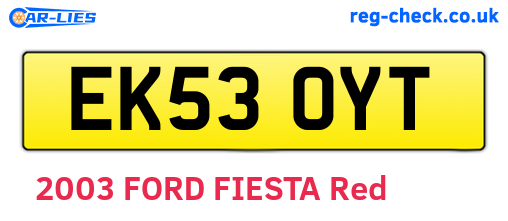 EK53OYT are the vehicle registration plates.